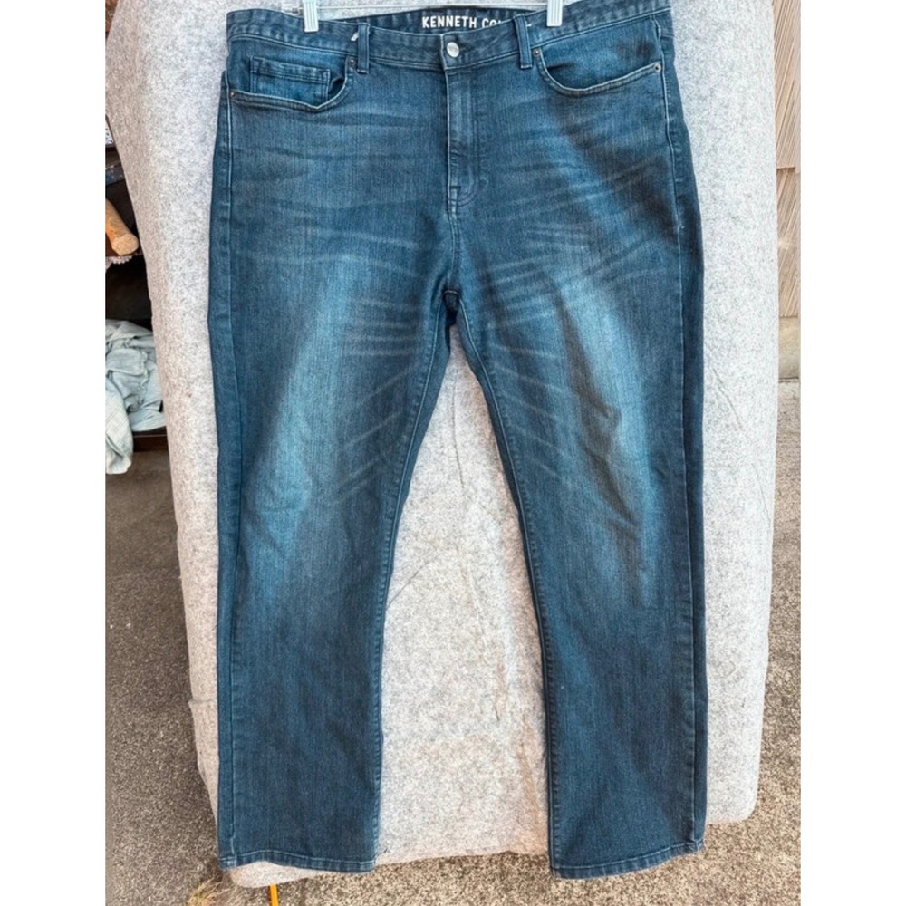 Kenneth Cole Mens Straight Leg Jeans Dark Wash Blue Denim 40x32